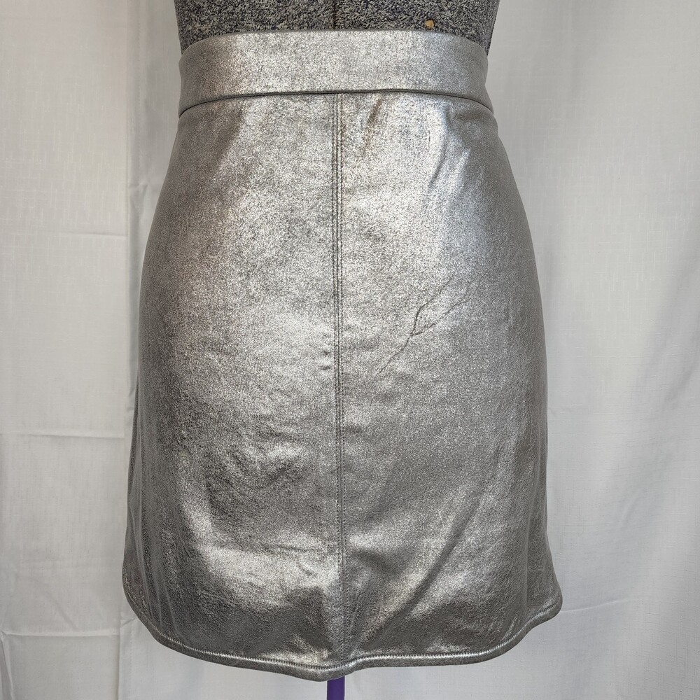Highline Collective Faux Suede Short Skirt Metallic Silver Size XS NWT